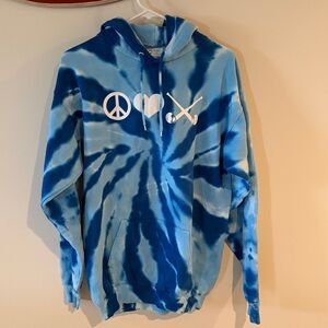 Adult blue field hockey tie dye sweatshirt- medium